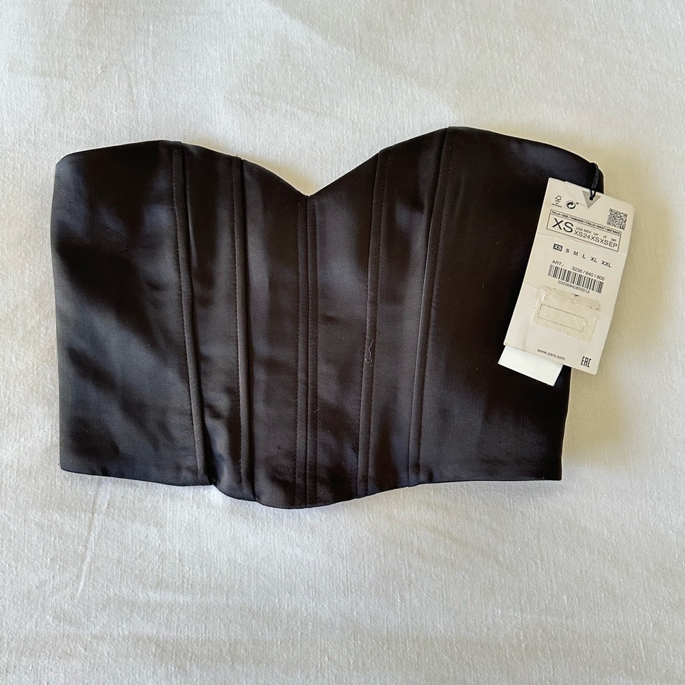 Zara Black Satin Corset Top